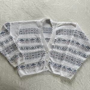 Domani Vintage Women's Cardigan Sweater Size Medium 1980s  Pastel Floral pattern